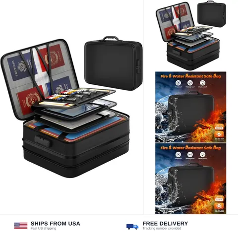 Nacial 5200℉ Fireproof Document Box with Lock, Expandable Document Organizer,...