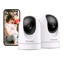 Cinnado D1 2P 3MP Indoor Wi-Fi Security Camera 2-Pack Night Vision Alexa Google
