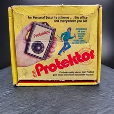 Vintage FUN The Protector Security Alarm Device Unusual Original Box Collectible