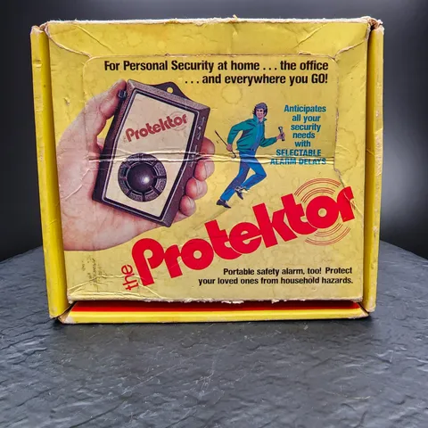Vintage FUN The Protector Security Alarm Device Unusual Original Box Collectible