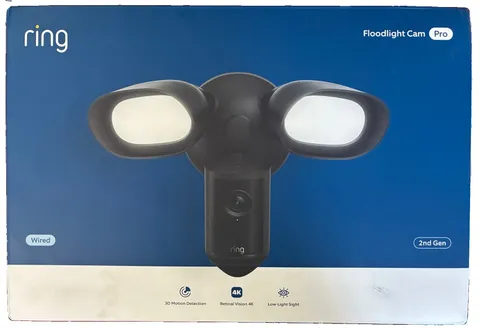 Ring Floodlight Cam Pro Wired 2nd Gen (Newest Model) Retinal 4K - Black - New