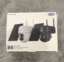 Cinnado B6 2K Wireless IP Security Cameras 4-Pack Solar Panel, Pan/Tilt