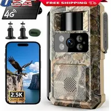 2.5K HD Game Camera 4G LTE Wireless Night Vision Solar Powered Outdoor Use