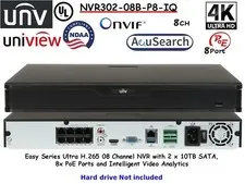 UNV Uniview NVR302-08B-P8-IQ Easy Series Ultra H.265 08CH NVR 8x PoE ONVIF IA