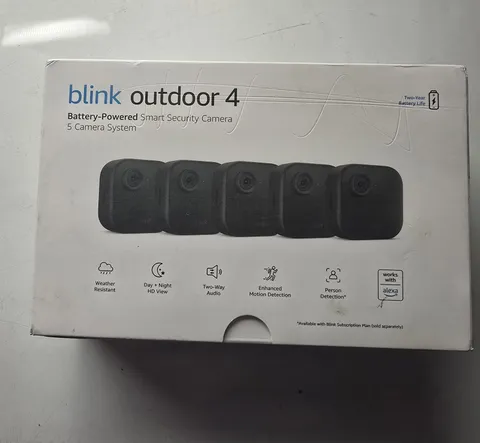Blink Outdoor 4 (4th Gen) Battery Powered 5 Camera System Black Sealed Box