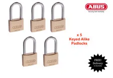 ABUS Padlocks-x 5 KEYED ALIKE Abus Padlock W/Hardened Steel Extended Shackles