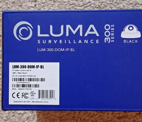 Luma 300 Series LUM-300-DOM-IP-BL Outdoor Dome Surveillance Camera IR 2MP(Black)