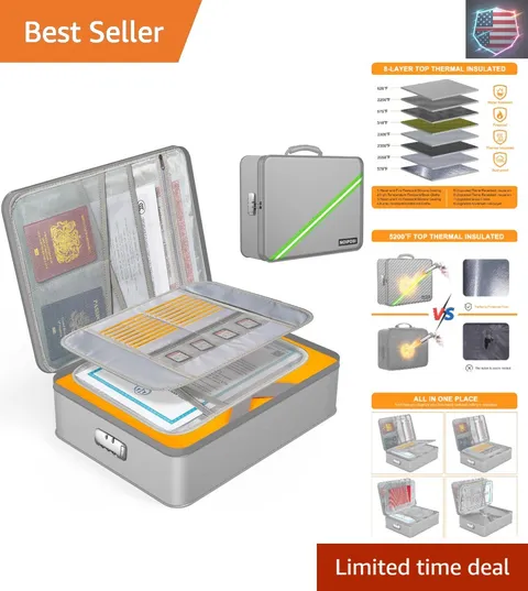 Document Organizer with 5200℉ Heat Insulated,Waterproof and Fireproof Documen...