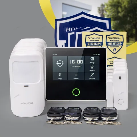 HOMSECUR Wireless WIFI 4G GSM Home Alarm System Touch Screen+4 Pet-Immune PIR