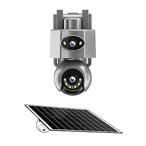 Wireless Solar Security Cam – Dual Lens, 4G/WiFi, 6MP, Powered