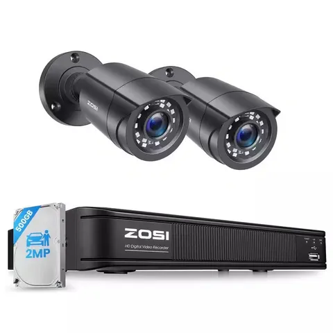 H. 265 plus 8-Channel 3K-Lite DVR Security Camera System with 2X 1080P Wired Bul