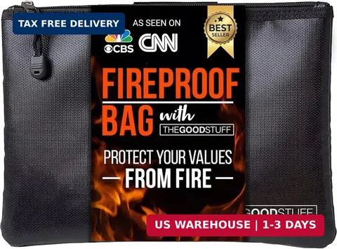 Fireproof Money Bag for Cash (10" x 13") - Waterproof Document Holder with Zippe