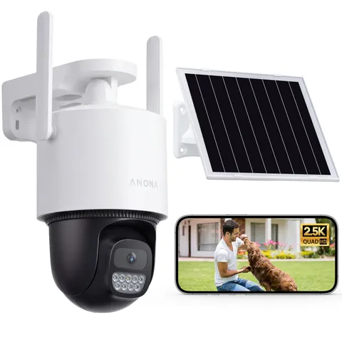 Anona Orbis Solar Security Camera Wireless Outdoor, 2.5K 4MP 360° Coverage PTZ