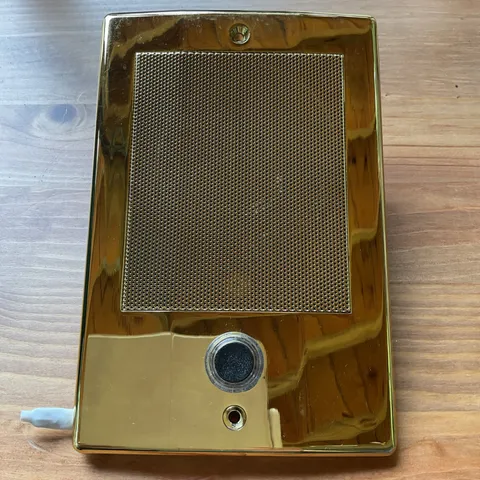 M&S BD3BN INTERCOM DOOR SPEAKER/STATION WITH BELL BUTTON, BRIGHT BRASS