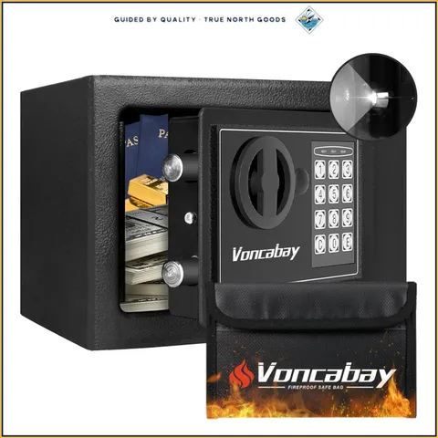 Black Security Safe Box with Sensor Light and Combination Lock Functionality