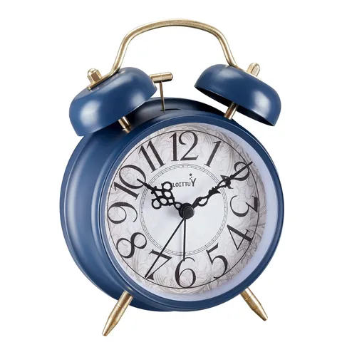 FLOITTUY Loud Alarm for Deep Sleepers 4'' Retro Twin Bell Alarm Clock with Ba...