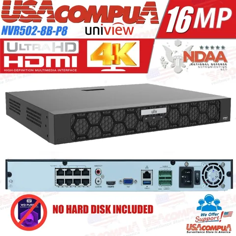 UNV Uniview NVR502-8B-P8-IQ 16Ch AI NVR H.265 UPTO 8MP/4K  NVR 8x POE ONVIF