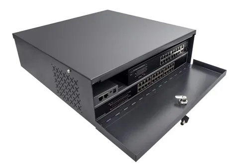 16 Gauge Heavy Duty DVR/NVR Security Lock Box with Cooling Fan -21 x 21 x 8 In