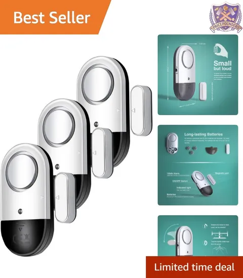 120dB Wireless Door & Window Alarm Sensor 3 Pack for Home Security Protection