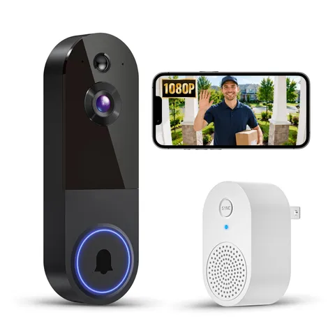 1080p Wireless Video Doorbell Camera, Optional Subscription