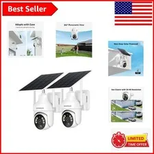 Wireless 2-Pack 2K Solar Security Cameras with Color Night Vision and Audio