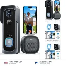BOIFUN 5MP Video Doorbell Camera Wireless – Sharper Than 2K, 166° Wide View |...