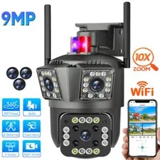 4K HD Camara De Seguridad 3 Lens Wifi Para Casa Exterior Con Vision Nocturna US