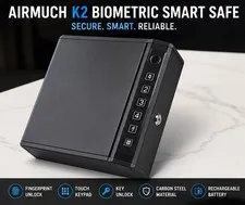 AIRMUCH K2 Biometric Smart Safe Fingerprint Keypad Lock Box Carbon Steel New