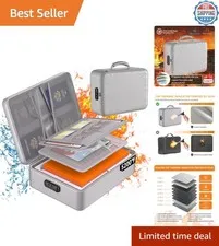 Secure Silver Fireproof Document Organizer with 8 Layers & Combination Lock