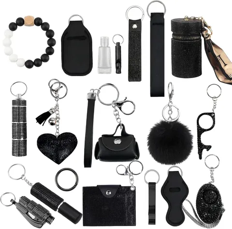 Personal Safety Kit 130DB Alarm Wristlet Keychain