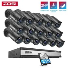 ZOSI 5MP Lite H.265+ 16CH 2MP Security Camera System Outdoor Motion Detection 2T