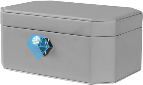 Biometric Fingerprint Jewelry Safe Box Leather-Wrapped Two-Tier Design
