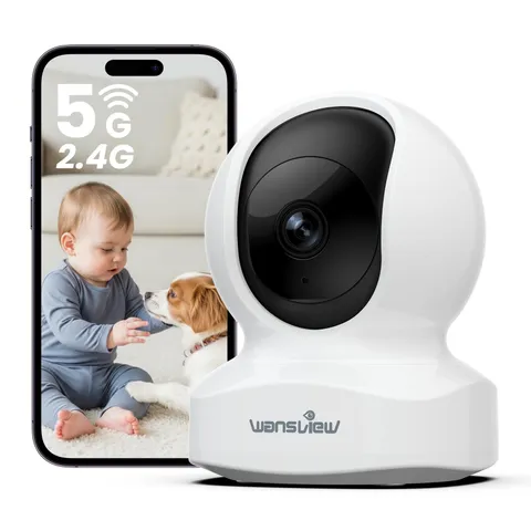 Indoor/Baby/Pet Camera with Phone App, 5G&2.4G Wi-Fi, Q5 5MP White