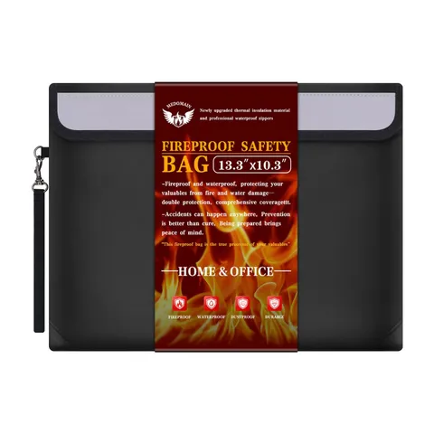 Fireproof Document Money Bag 13.3x10.3 Inch Safe Zipper Holder