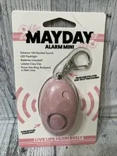 NEW MayDay Mini Alarm Personal Siren Safety 100 Decibels LED Keyring Pink