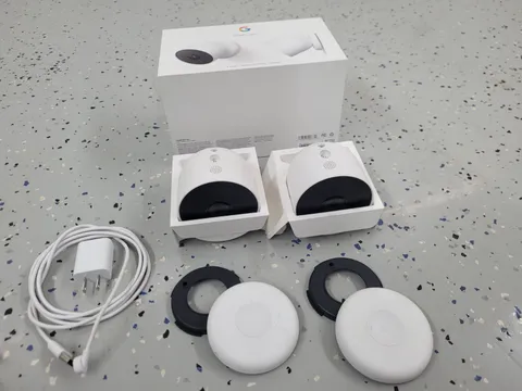 Google Nest Cam Indoor/Outdoor Battery Surveillance Camera, G3AL9 - Snow, 2-Pack
