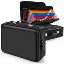 Fireproof Document Box with Lockable Zipper, Waterproof Hard-Shell Case, 13 P...