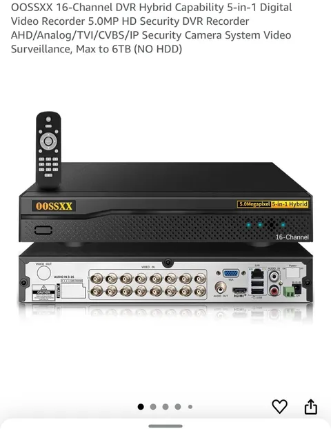 OOSSXX DVR 16-Channel Hybrid Capability 5-in-1 Digital Video Recorder 5.0MP HD
