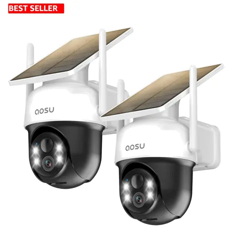 Outdoor Wireless Solar Camera - 2-Way Audio, Human Tracking, 2K Night Vision