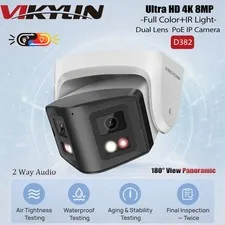 Vikylin 4K 8MP 180° Dual Lens CCTV Camera Full Color Night Vision Wired ONVIF