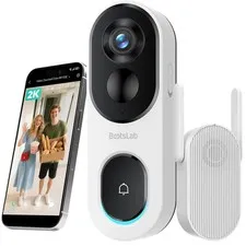 2K Doorbell Camera Wireless with Head-to-Toe View, No Monthly Fee, Video Door...