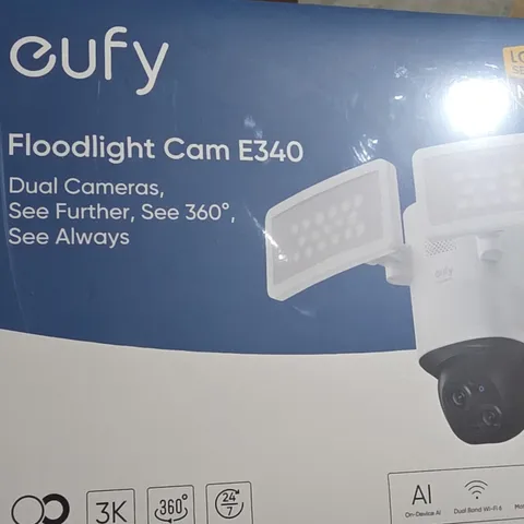 Eufy E340 Security Floodlight Camera Wired, 3K PTZ, Dual-Band Wi-Fi