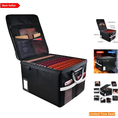 16.1"x12.9" Fireproof Organizer Box with Combination Lock for Valuable Documents