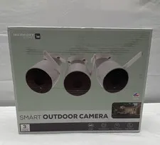 Merkury Smart 3-Pack Outdoor Camera 1080p Wi-Fi Night Vision Weatherproof White