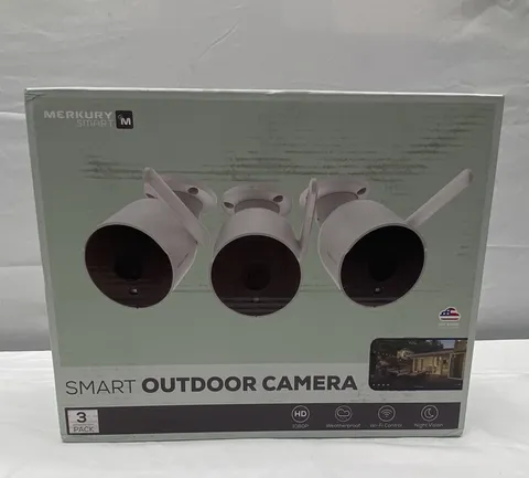 Merkury Smart 3-Pack Outdoor Camera 1080p Wi-Fi Night Vision Weatherproof White