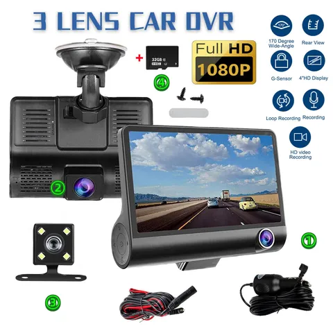 3 lenses 1080P Car Dash Camera Video DVR Recorder Front&Inside&Rear Night Vision