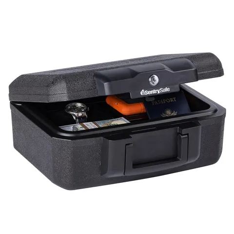 Fireproof Safe Key Lock Portable Black Money Lock Box Home Security Lockbox