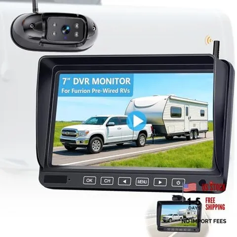 HD 1080P RV Backup Camera Wireless Easy Install: Plug and Play 7'' DVR 4