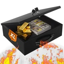Fireproof Document Safe Box HeavyDuty Key Lock Portable X Large 13.2x11x4.13