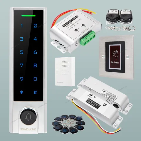 HOMSECUR Door Access Control System Kit, Drop Bolt Lock+12V Doorbell+IR Switch